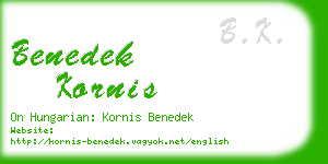 benedek kornis business card